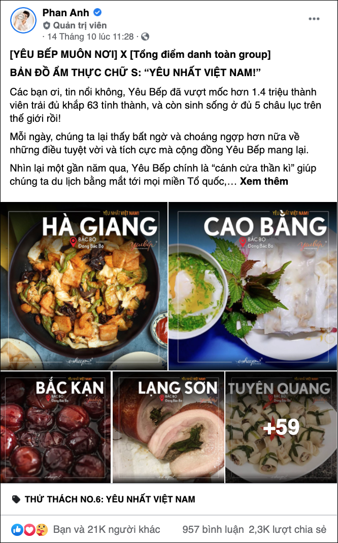 Chiến dịch “Yêu Nhất Việt Nam!” khởi động với bộ sưu tập đặc sản của 63 tỉnh thành trên khắp Việt Nam do chính thành viên và admin Yêu Bếp chia sẻ