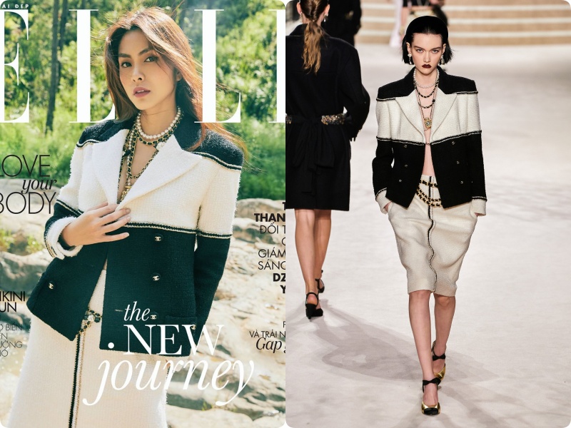 Bê trọn bộ Chanel lên tạp chí, Hà Tăng lấp ló vòng 1, áp đảo &quot;tân nương yêu tinh&quot; đơn điệu từ trang phục đến thần thái - Ảnh 3.