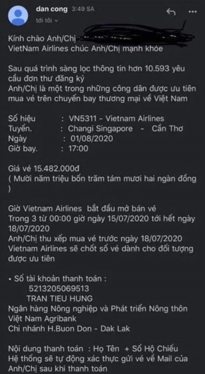 Lừa bán vé máy bay đưa công dân về nước tránh dịch Covid-19 - Ảnh 1.