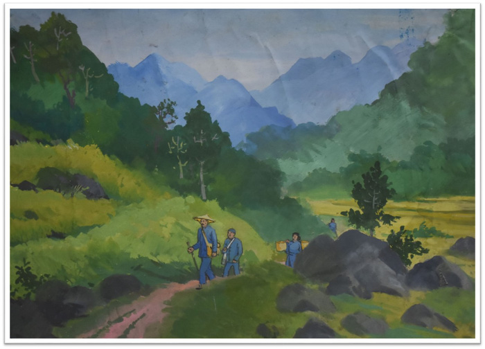 Bức tranh &quot;Mùa xuân Bác về Pác Bó&quot; của họa sĩ Dương Tuấn được trưng bày online phục vụ công chúng trong triển lãm &quot;Con đường Độc lập&quot;