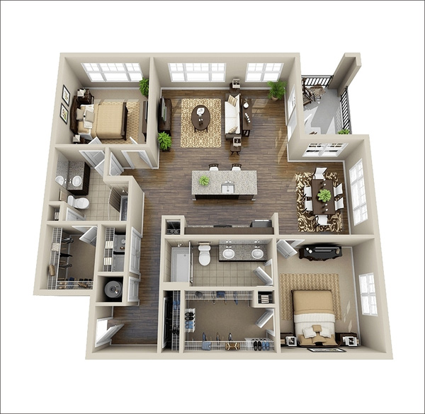 10 mẫu thiết kế căn hộ hai phòng ngủ khoa học và hợp lý cho gia đình trẻ - Ảnh 1.