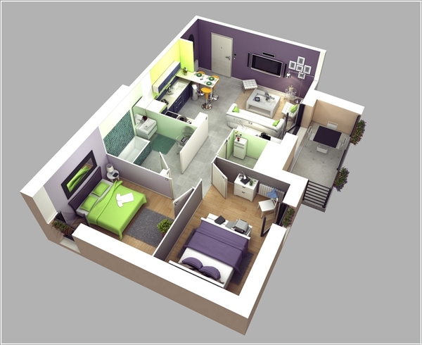 10 mẫu thiết kế căn hộ hai phòng ngủ khoa học và hợp lý cho gia đình trẻ - Ảnh 3.