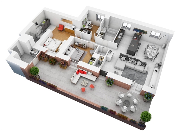 10 mẫu thiết kế căn hộ hai phòng ngủ khoa học và hợp lý cho gia đình trẻ - Ảnh 10.