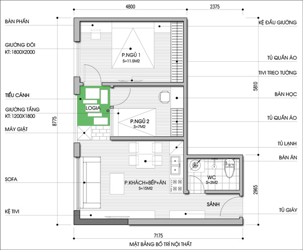 Cách cải tạo cho căn hộ 49m² từ 1 thành 2 phòng ngủ mà vẫn thoáng sáng - Ảnh 2.