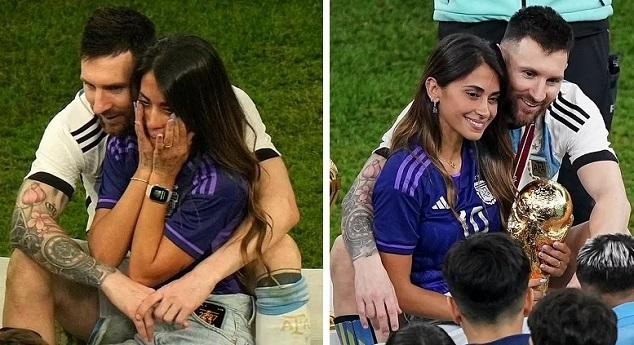 Loạt khoảnh khắc dễ thương của Messi cùng vợ và 3 nhóc tỳ khi nhận cúp vô địch World Cup 2022 - Ảnh 5.