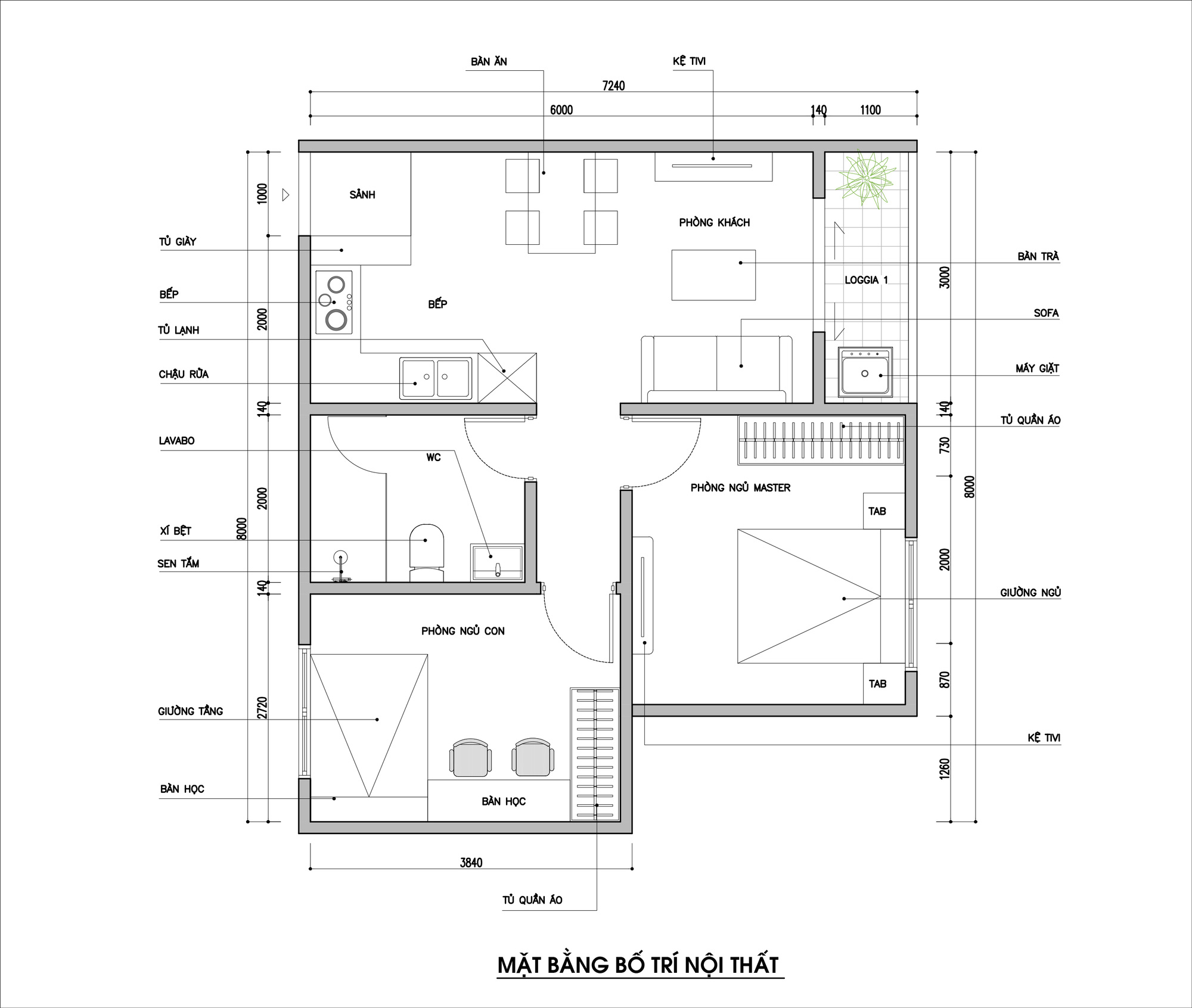 Tư vấn thiết kế căn hộ thô có diện tích 54m2 với tổng chi phí 83 triệu đồng - Ảnh 2.