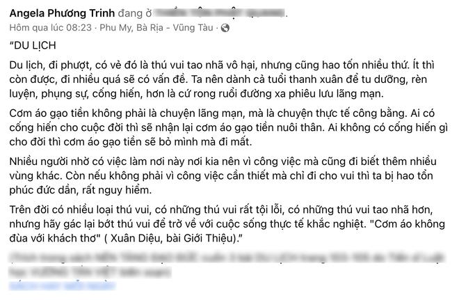 Sao nữ với quan điểm du lịch nhiều sẽ &quot;hao tổn phúc đức&quot; khiến người mê xê dịch phản bác dữ dội vì &quot;góc nhìn này quá phiến diện&quot; - Ảnh 1.