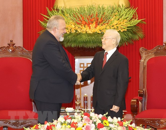 Tổng Bí thư Nguyễn Phú Trọng tiếp Thủ tướng Cộng hòa Cuba - Ảnh 1.
