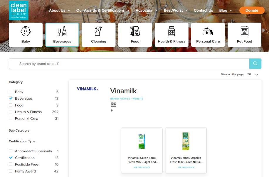 Vinamilk có sản phẩm sữa tươi đầu tiên trên thế giới được chứng nhận từ tổ chức Clean Label Project của Mỹ - Ảnh 1.