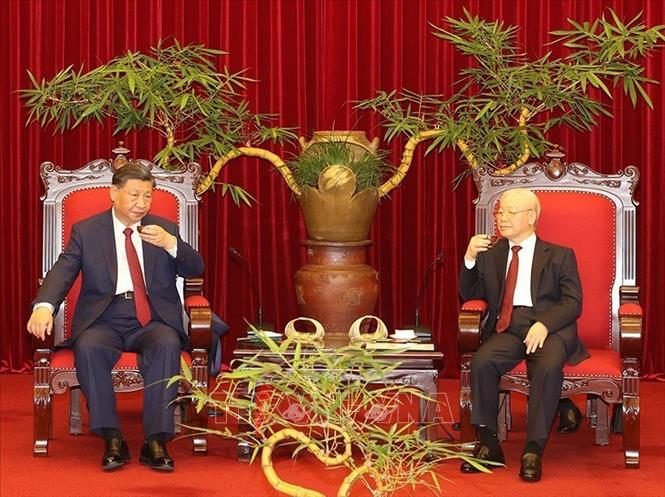 Tổng Bí thư Nguyễn Phú Trọng và Tổng Bí thư, Chủ tịch nước Trung Quốc Tập Cận Bình dự Tiệc trà- Ảnh 4.