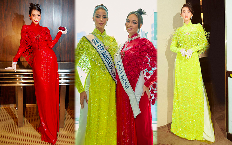 Top 2 Miss Universe &quot;đụng&quot; áo dài với Hoa hậu Thùy Tiên - Thanh Thủy - Ảnh 8.