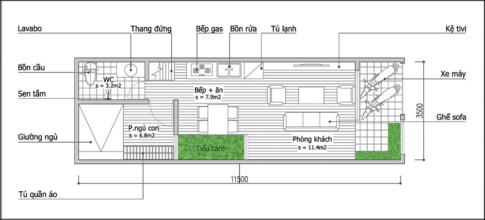 Thiết kế và bố trí nội thất cho nhà cấp 4 rộng 40m2 - Ảnh 1.