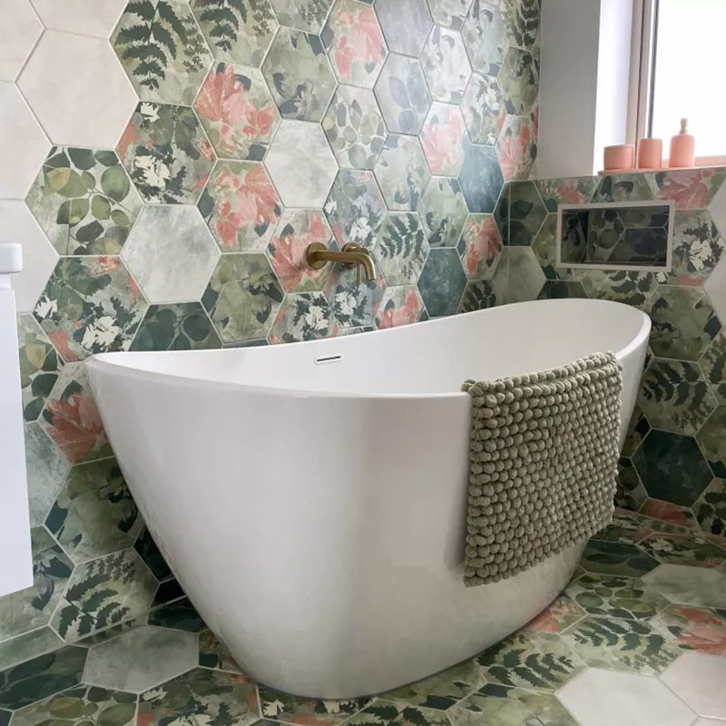 Bắt trend trang trí phòng tắm gia đình với gạch ốp màu xanh lá - Ảnh 4.