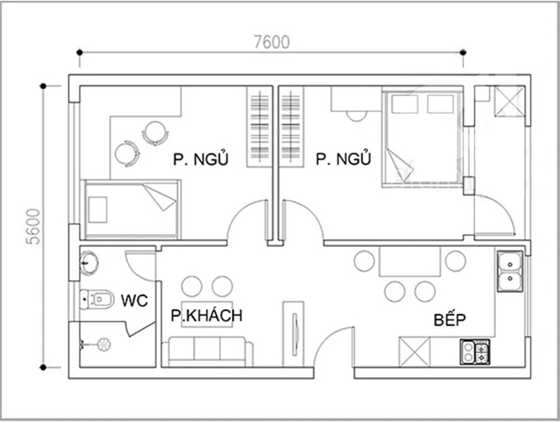 Cải tạo lại căn hộ 42m2 trong chung cư cũ cho gia đình 4 người - Ảnh 2.