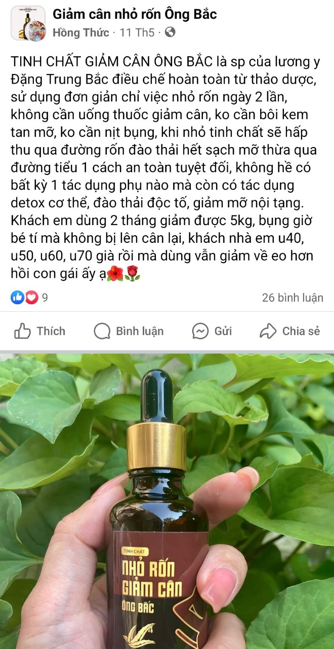 Nhỏ rốn giảm cân ông Bắc có "công dụng hoang đường" vẫn công khai chào bán- Ảnh 1.