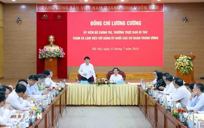 Thường trực Ban Bí thư Lương Cường làm việc với Đảng ủy Khối các cơ quan Trung ương- Ảnh 1.