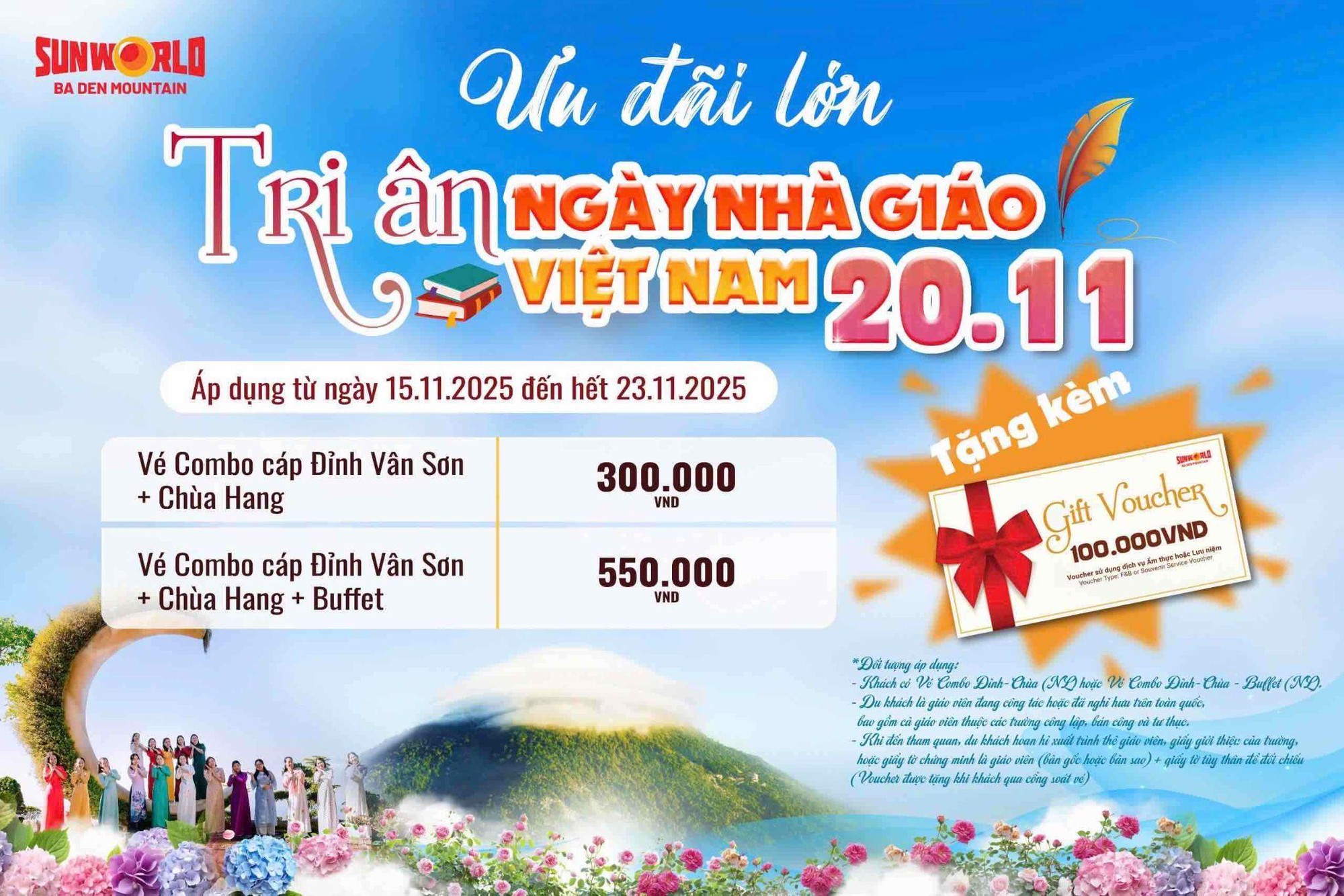 Khu du lịch núi Bà Đen ưu đãi và tặng quà đặc biệt cho giáo viên trong tháng 11- Ảnh 2. Khu du lịch núi Bà Đen ưu đãi và tặng quà đặc biệt cho giáo viên trong tháng 11- Ảnh 2.