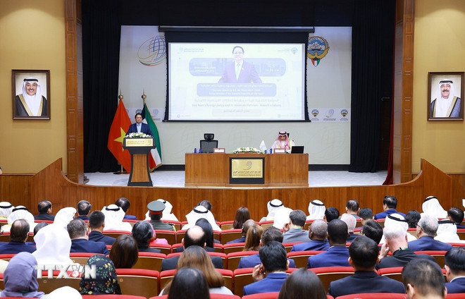 Thủ tướng Phạm Minh Chính phát biểu chính sách tại Học viện Ngoại giao Kuwait- Ảnh 1.