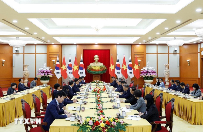 Tổng Bí thư Tô Lâm hội kiến với Chủ tịch Quốc hội Hàn Quốc- Ảnh 1.