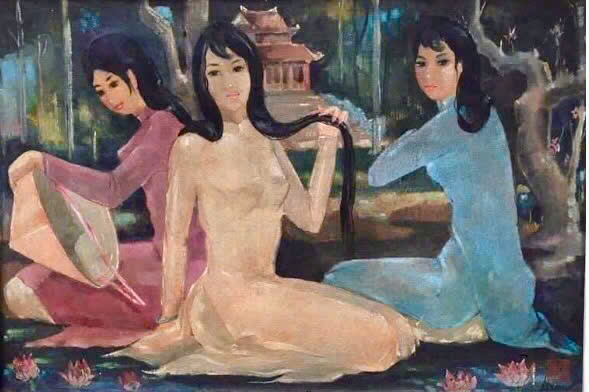 Tác phẩm "Áo dài" của tác giả Nguyễn Văn Cương sáng tác vào thập niên 1970 Tác phẩm "Áo dài" của tác giả Nguyễn Văn Cương sáng tác vào thập niên 1970