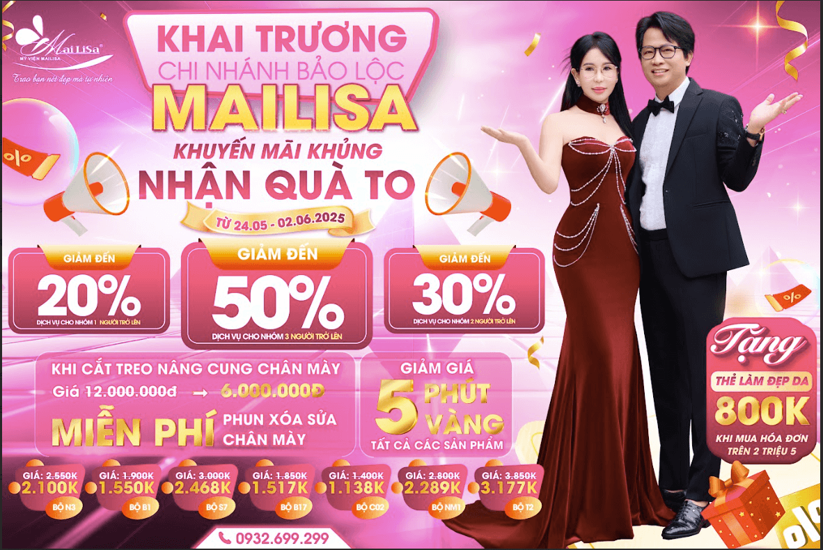 Mailisa khuyến mãi lên đến 50% trên toàn hệ thống mừng khai trương Mailisa Bảo Lộc.