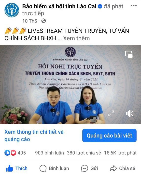 Lào Cai: Livestream trên mạng xã hội để tuyên truyền chính sách BHXH- Ảnh 2.