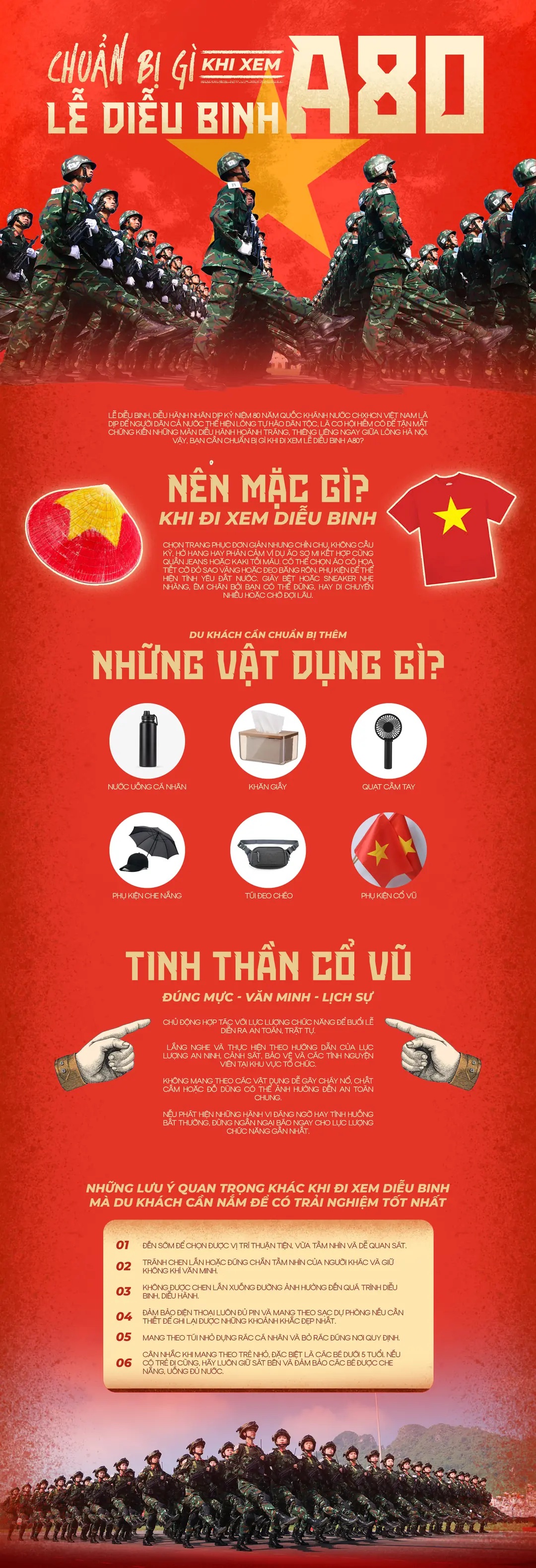 Cẩm nang "bỏ túi" khi đi xem Lễ diễu binh, diễu hành A80- Ảnh 1. Cẩm nang "bỏ túi" khi đi xem Lễ diễu binh, diễu hành A80- Ảnh 1.