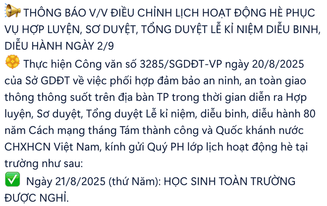 Các trường học Hà Nội "hỏa tốc" thông báo cho học sinh nghỉ học ngày 21/8- Ảnh 1.