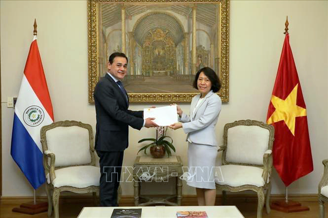 Đại sứ Việt Nam trình quốc thư lên Tổng thống Paraguay- Ảnh 1.