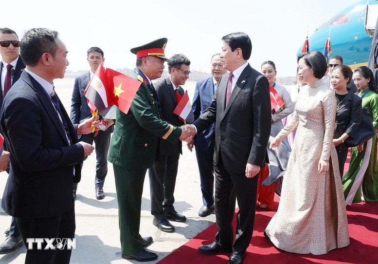 Chủ tịch nước Lương Cường và Phu nhân Nguyễn Thị Minh Nguyệt bắt đầu chuyến thăm cấp Nhà nước Cộng hòa Ai Cập- Ảnh 3.