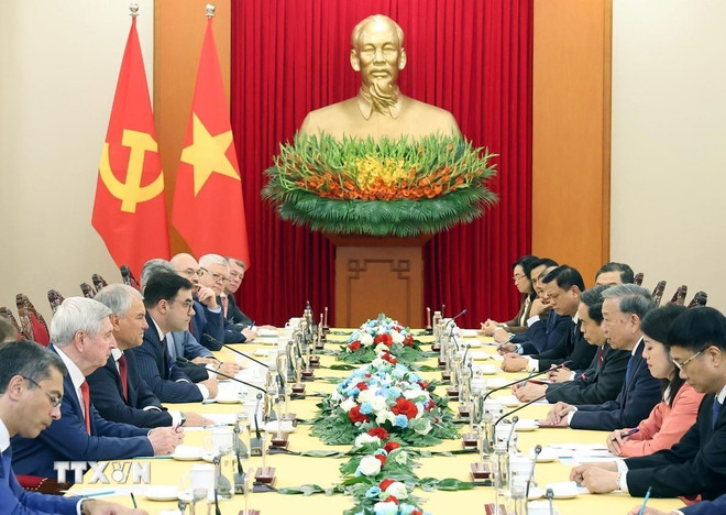 Tổng Bí thư Tô Lâm tiếp Chủ tịch Duma Quốc gia Nga Vyacheslav Volodin- Ảnh 1.