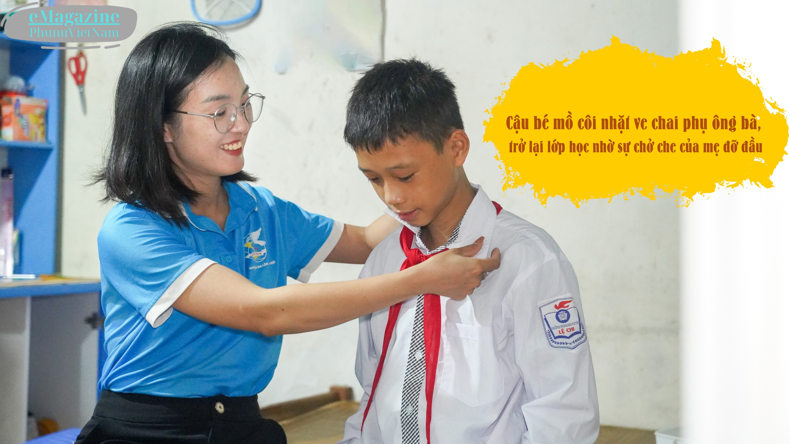 Cậu bé mồ côi nhặt ve chai phụ ông bà, trở lại lớp học nhờ sự chở che của mẹ đỡ đầu
