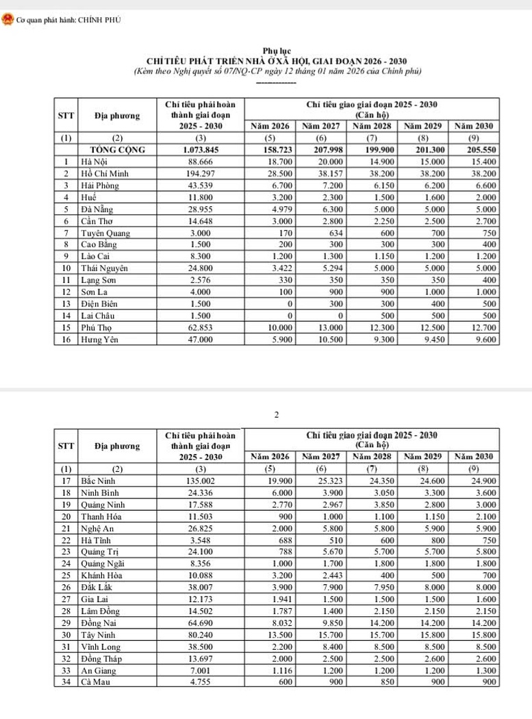 Chính phủ giao chỉ tiêu phát triển nhà ở xã hội cho các địa phương- Ảnh 1.