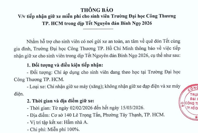 Trường đại học cho sinh viên ở nhà ăn Tết gần 2 tháng, nhận trông xe miễn phí- Ảnh 1.