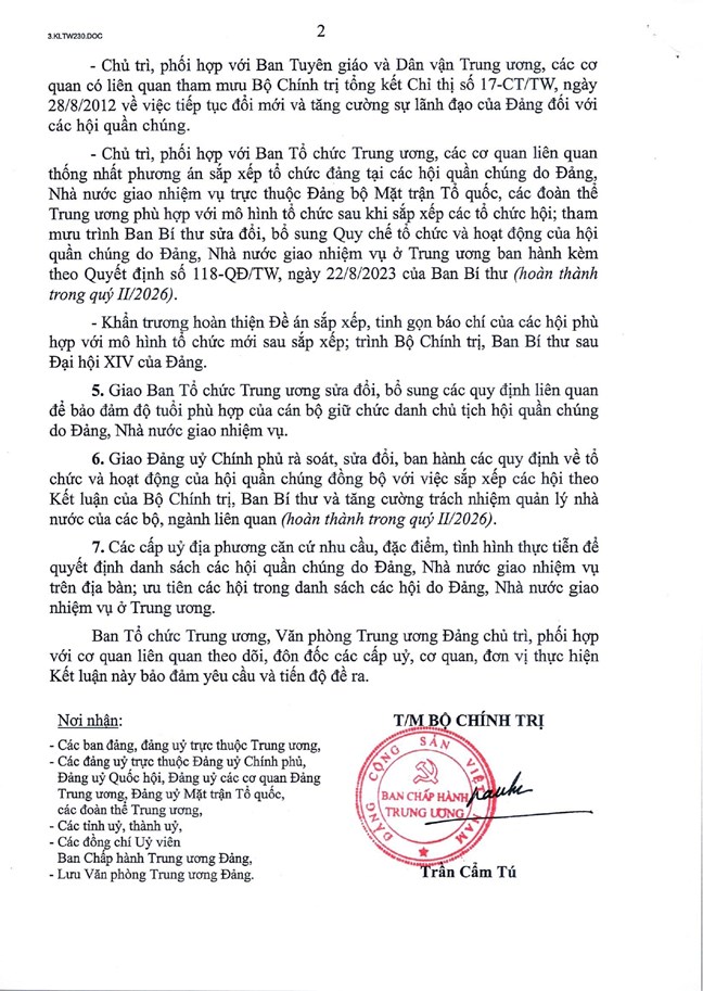 Kết luận về Đề án sắp xếp, tinh gọn các hội quần chúng và Đề án đánh giá mô hình hoạt động của VCA, VCCI- Ảnh 2. Kết luận về Đề án sắp xếp, tinh gọn các hội quần chúng và Đề án đánh giá mô hình hoạt động của VCA, VCCI- Ảnh 2.