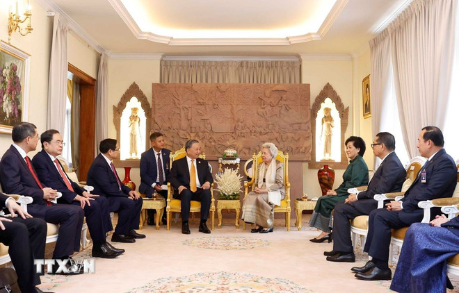 Tổng Bí thư Tô Lâm hội kiến Samdech Techo Hun Sen- Ảnh 2.