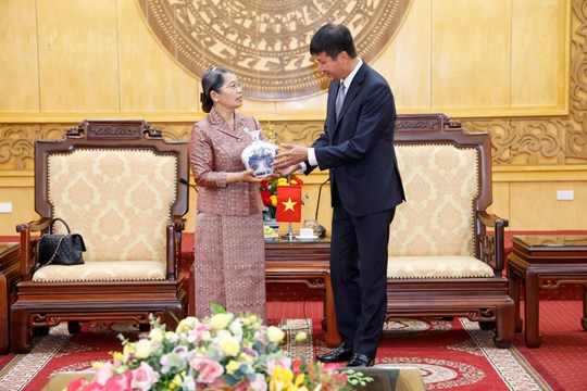 Đoàn đại biểu cấp cao Hội đồng Quốc gia Mặt trận Đoàn kết Phát triển Tổ quốc Campuchia chào xã giao lãnh đạo tỉnh Ninh Bình- Ảnh 3.