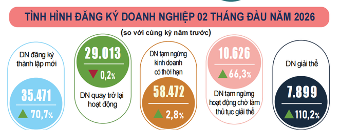Cả nước có gần 35,5 nghìn doanh nghiệp thành lập mới trong 2 tháng đầu năm- Ảnh 1.