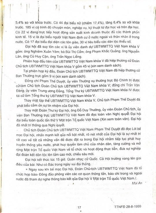 MTTQ Việt Nam qua các kỳ Đại hội: Đại hội Mặt trận Tổ quốc Việt Nam lần thứ V (1999-2004)- Ảnh 13.