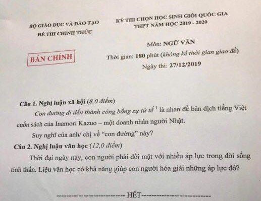 Đề Ngữ văn HSG Quốc gia 2020: Bàn về câu chuyện 'thành công' và 'tử tế' - Ảnh 1.