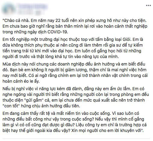 Cô nàng ấm ức bị nghỉ việc giữa mùa dịch, dân mạng chỉ ngay sai lầm nhiều người tưởng đúng - Ảnh 1.