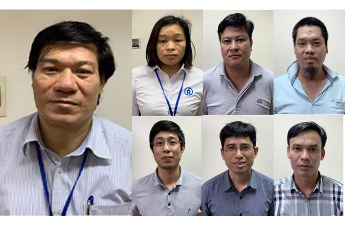 Bị can Nguyễn Nhật Cảm (trái) cùng 6 bị can vừa bị Bộ Công an bắt giữ