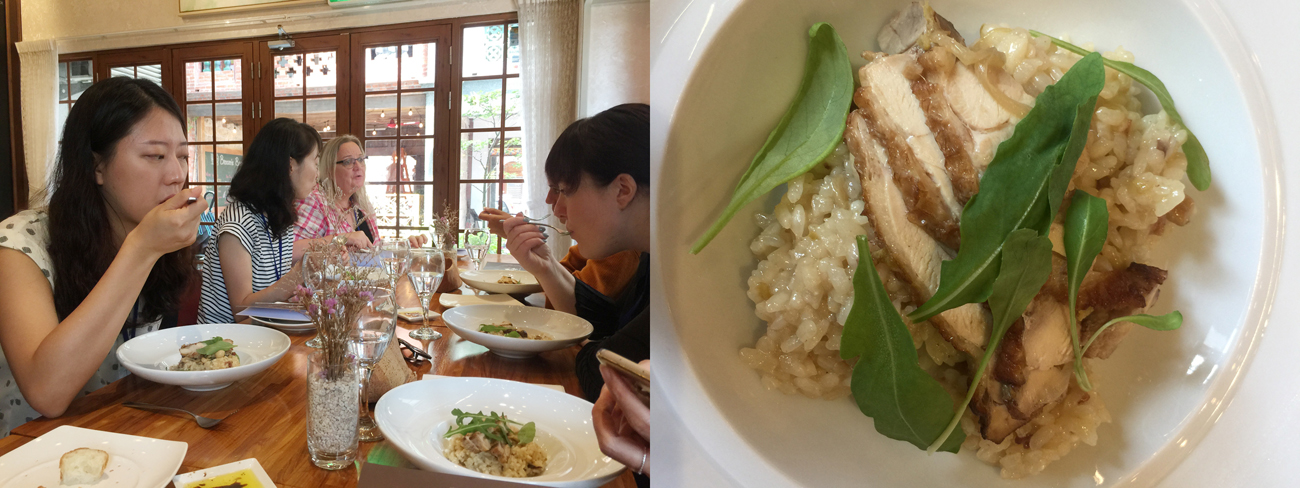 Rất nhiều du khách muốn thưởng thức món cơm gà Flua Tiau Chiew truyền thống thơm, dẻo trong một nhà hàng Brasserie Bonne Recolte mang đậm phong cách Pháp ở phố Dihua.