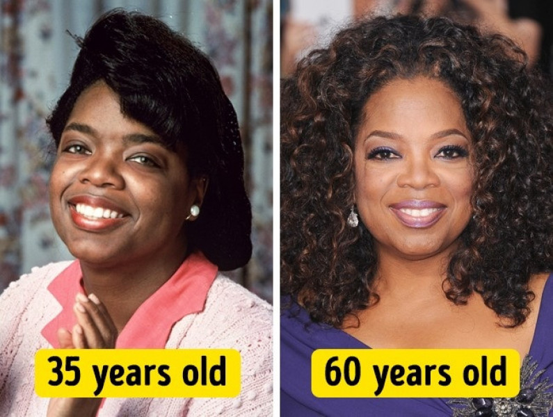 Không thể phủ nhận Oprah Winfrey năm 60 tuổi đẹp hơn hẳn so với thời 35 tuổi của mình.