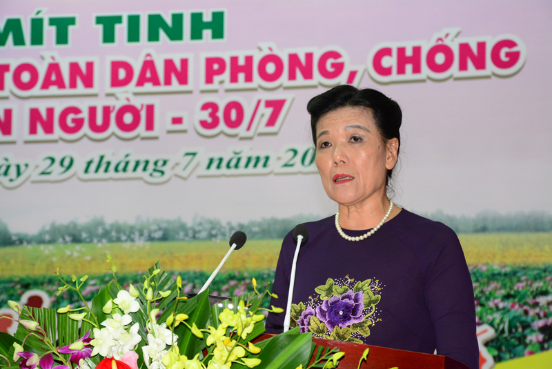 Tại lễ mít tinh, Phó Chủ tịch Hội LHPN Việt Nam Nguyễn Thị Tuyết nhấn mạnh, trong thời gian tới Hội LHPN Việt Nam sẽ tiếp tục phối hợp chặt chẽ với các bộ ngành, đoàn thể và chính quyền các địa phương để thực hiện tốt công tác phòng, chống mua bán người. Tổ chức các hoạt động thiết thực để chia sẻ, giúp đỡ đối với phụ nữ là nạn nhân bị mua bán, phụ nữ có hôn nhân bất hạnh trở về Việt Nam.