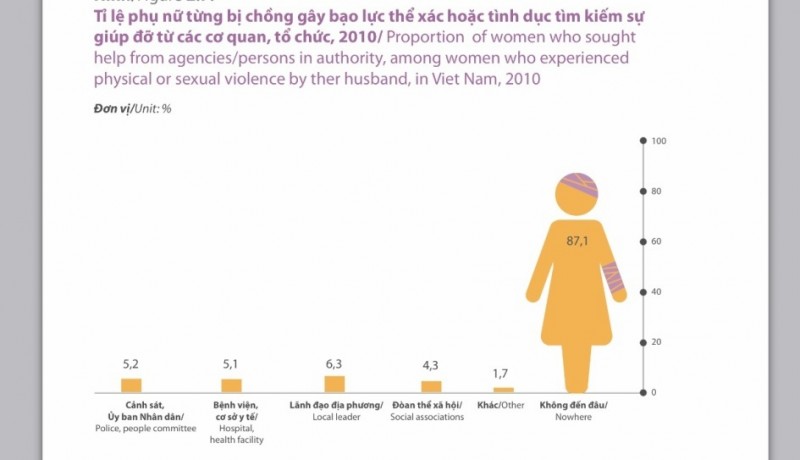 Hơn một nửa nạn nhân chưa từng tiết lộ các trải nghiệm về bạo lực với bất kỳ ai, nếu có tiết lộ thì phần lớn là nói với các thành viên trong gia đình. Đáng chú ý, có hơn 87% nạn nhân chưa từng tìm kiếm sự giúp đỡ từ các cơ quan, đoàn thể và tổ chức nào.