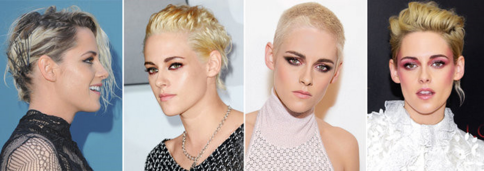 Kristen Stewart cũng gây bất ngờ với kiểu tóc quá táo bạo. Nữ diễn viên 26 tuổi đã cạo bỏ mái tóc dài và nhuộm màu vàng bạch kim.