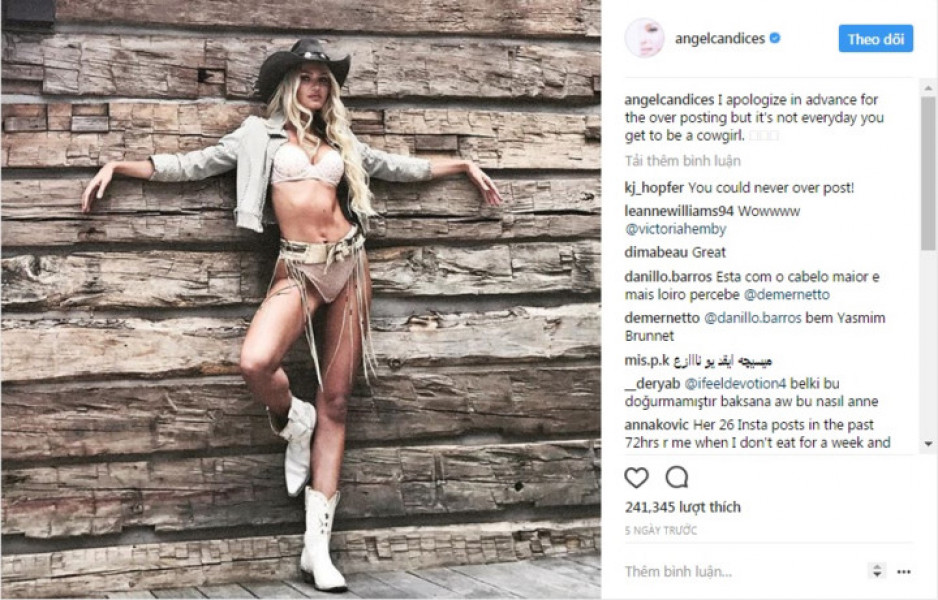 Candice Swanepoel đã khoe bức ảnh chụp của mình trên trang cá nhân Instagram và tự nhận mình là một 