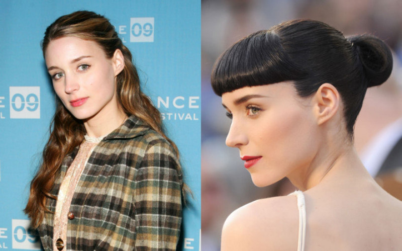 Rooney Mara: Kiểu tóc mái cụt thế này rất kén người, tuy nhiên với Rooney Mara thì không. Với kiểu tóc này trông Rooney Mara trẻ trung và sang trọng hơn rất nhiều so với tóc xoăn dài cũ.