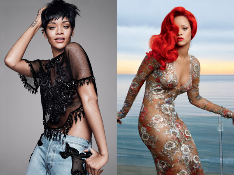 Rihanna: nhắc đến Rihanna là nhắc đến hàng trăm kiểu tóc khác nhau, mỗi lần xuất hiện cô lại cho công chúng xem một kiểu tóc khác. Từ tóc vàng rực rỡ, tóc nâu sang trọng, tóc xoăn xù mỳ cho tới tóc cam nóng bỏng như hình ảnh này. Kiểu tóc pixie đen tuyền cũng từng một thời tạo dấu ấn cho tên tuổi nữ ca sĩ. Tuy nhiên cũng phải công nhận rằng việc đổi chiều dài và đổi sang màu cam khiến Rihanna nóng bỏng hơn rất nhiều.